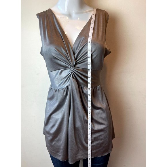 Sydney Joy Womens Front Knot Sheath Dress V Neck Sleeveless Silver Gray Small - Picture 3 of 6